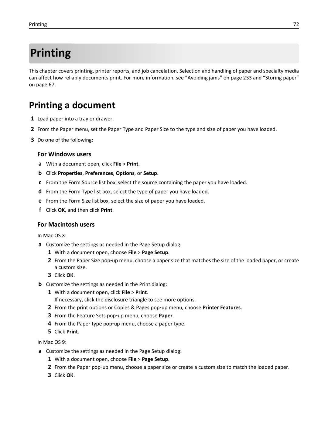 Lexmark X864DE, 432, 19Z0101, 632, 832, X860DE, X862DE, 19Z4028 Printing a document, With a document open, click File Print 