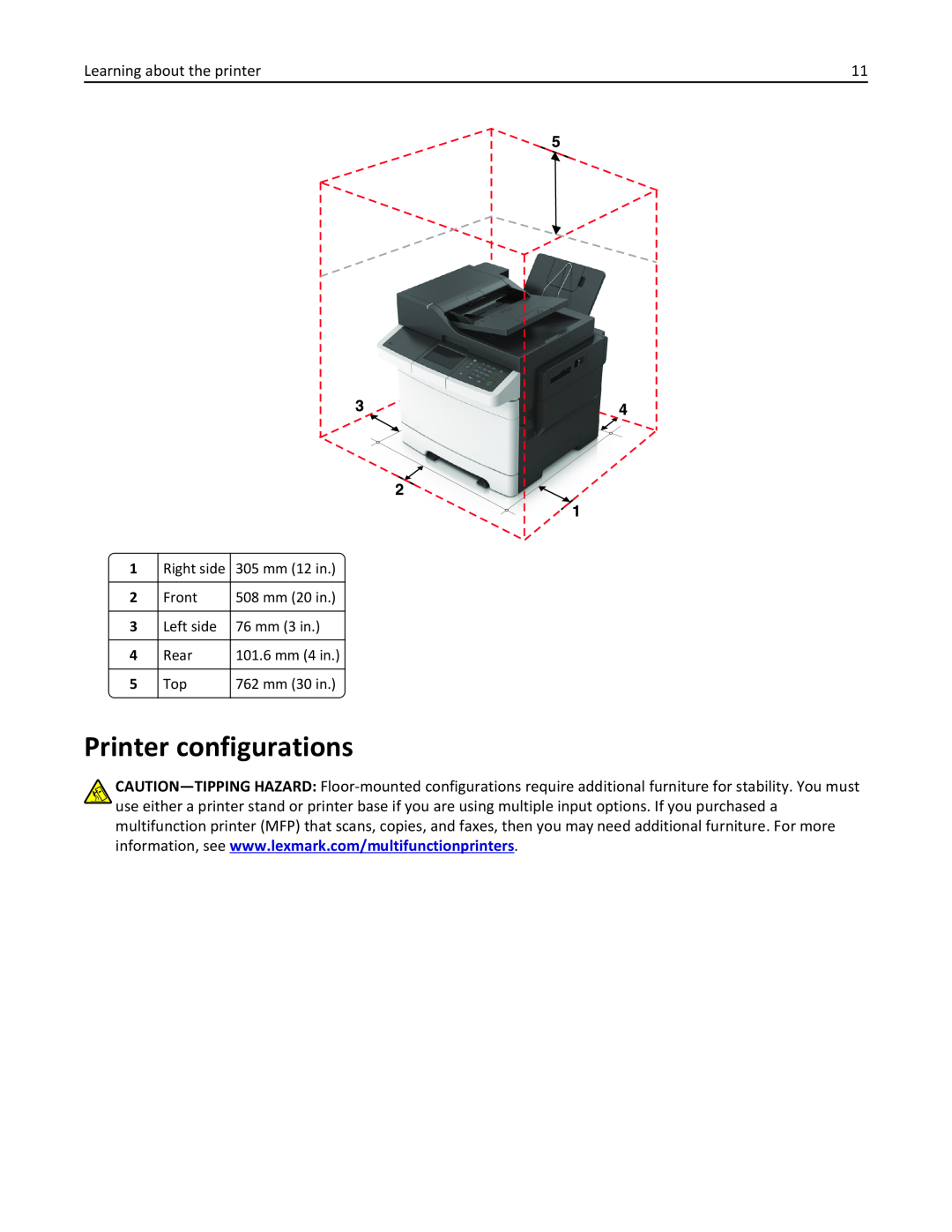 Lexmark 436 manual Printer configurations 
