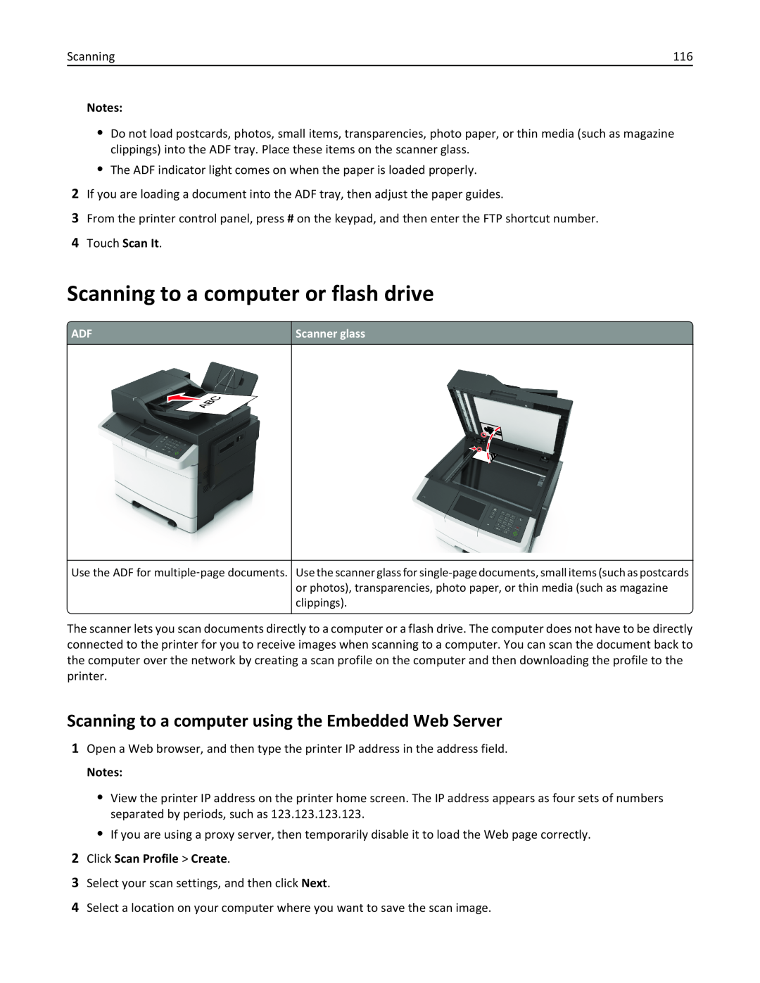 Lexmark 436 manual Scanning to a computer or flash drive, Scanning to a computer using the Embedded Web Server 