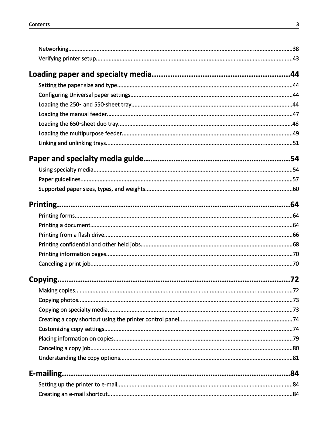 Lexmark 436 manual Loading paper and specialty media, Paper and specialty media guide, Printing, Copying, E-mailing 