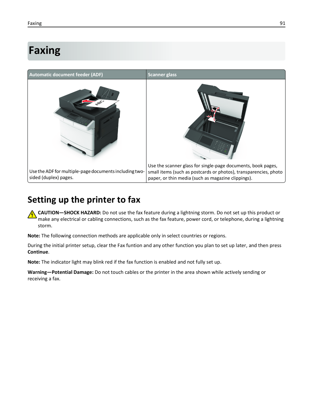 Lexmark 436 manual Faxing, Setting up the printer to fax 