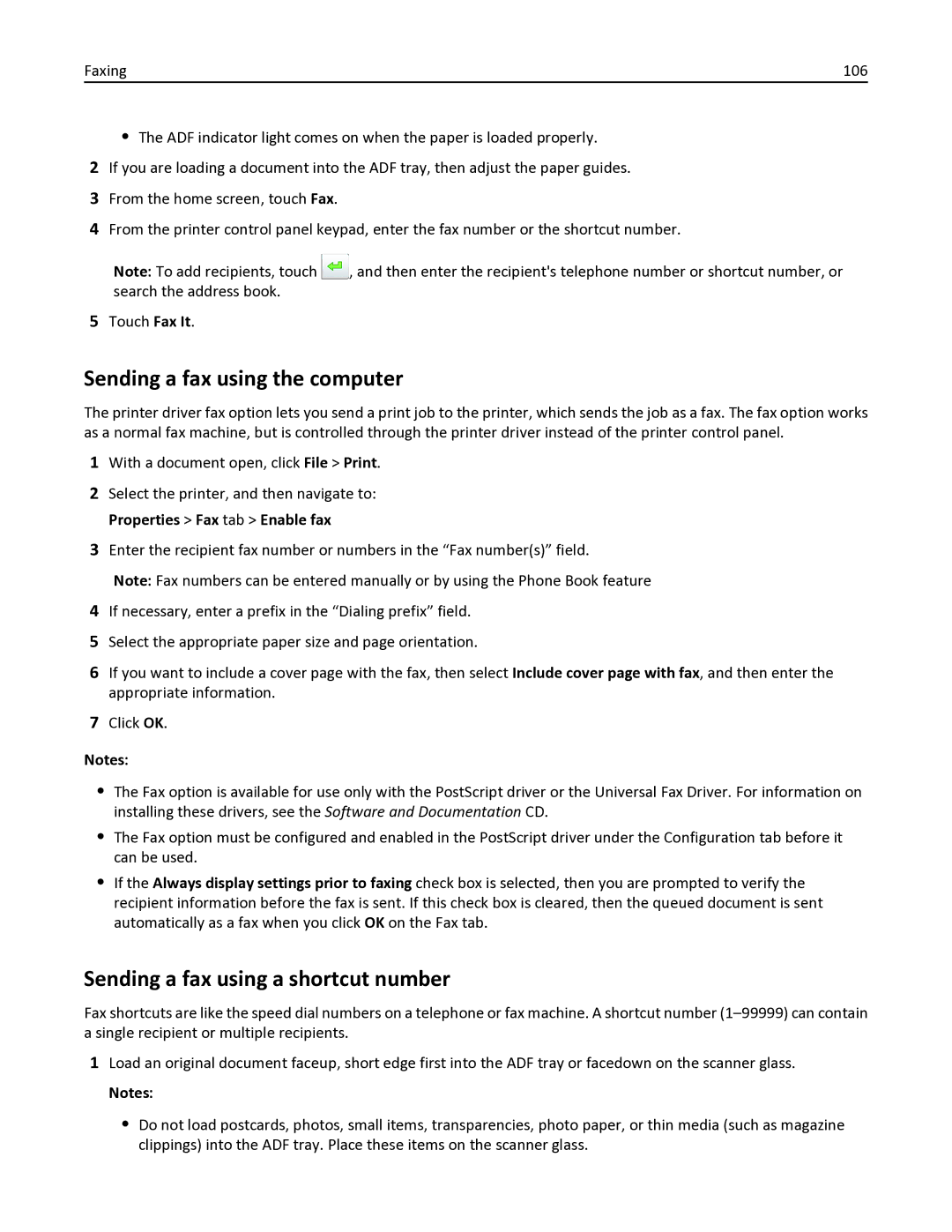 Lexmark 436 manual Sending a fax using the computer, Sending a fax using a shortcut number 