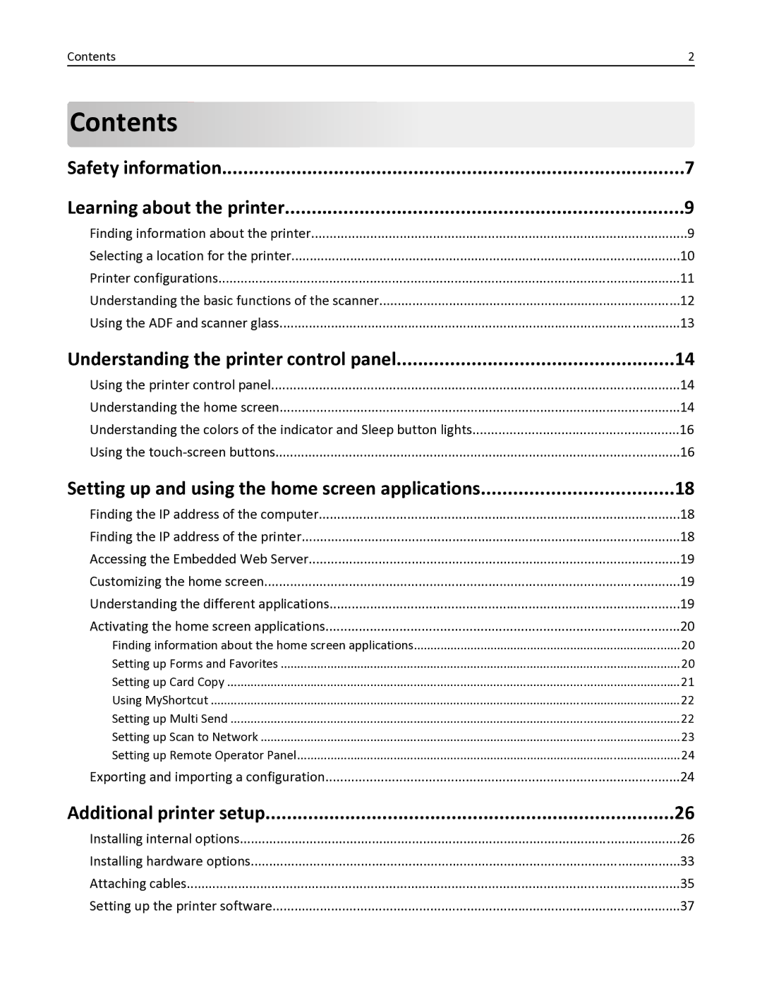 Lexmark 436 manual Contents 