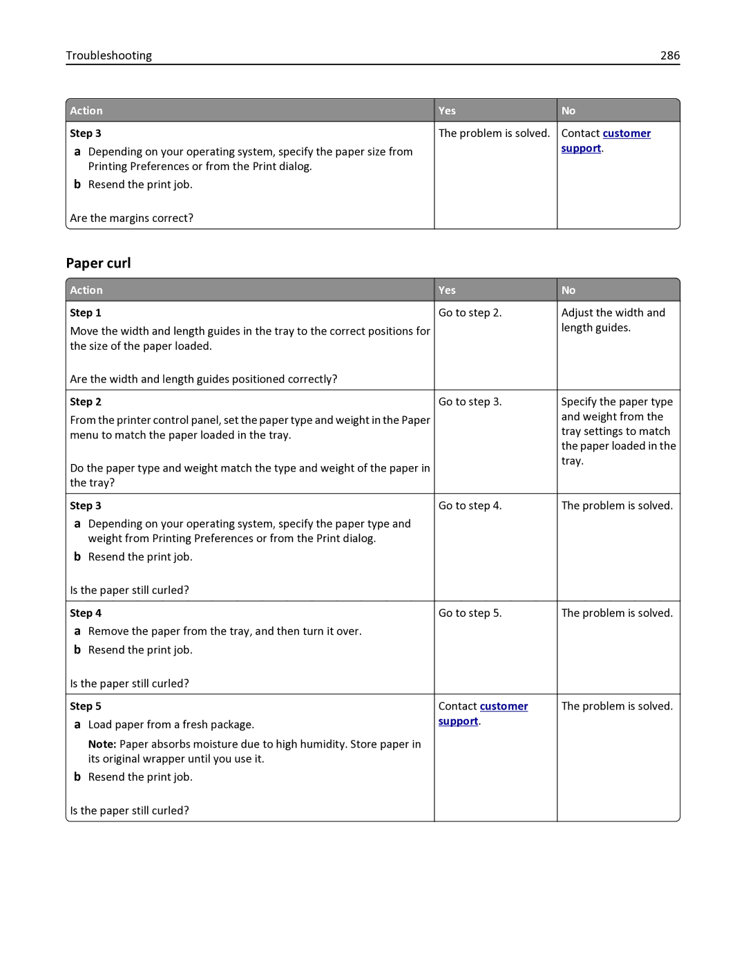 Lexmark 436 manual Paper curl, Troubleshooting 286 