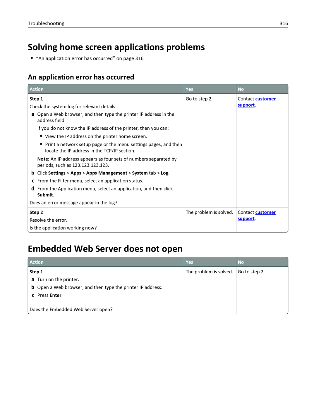 Lexmark 436 manual An application error has occurred on, Click Settings Apps Apps Management System tab Log 