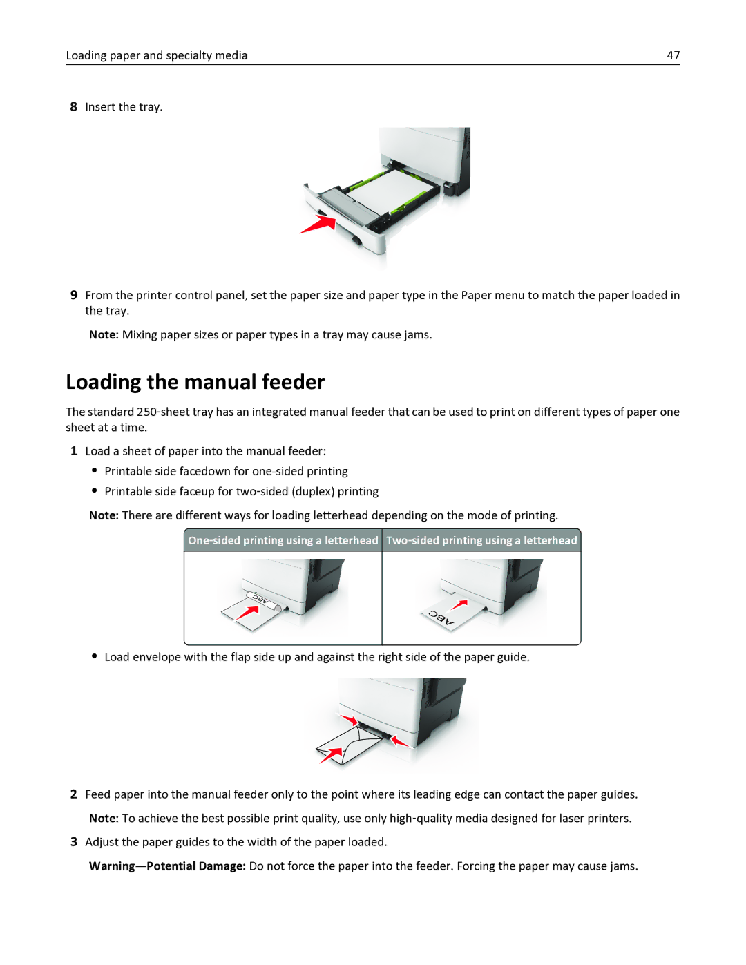 Lexmark 436 Loading the manual feeder 