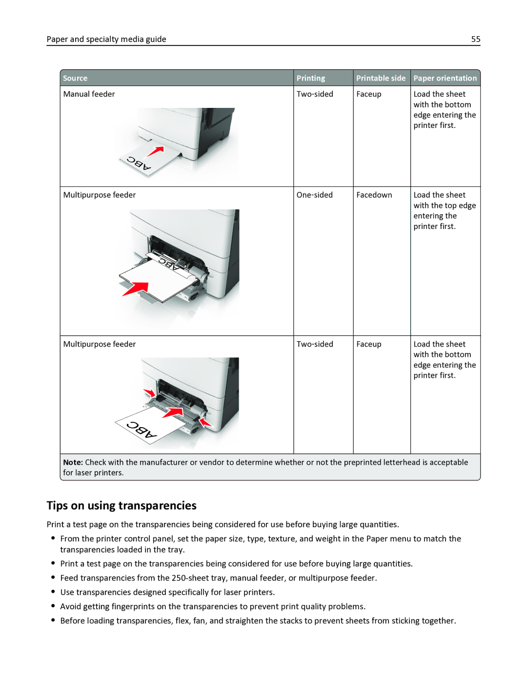 Lexmark 436 manual Tips on using transparencies 