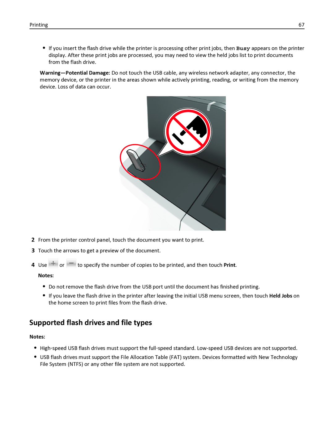 Lexmark 436 manual Supported flash drives and file types 