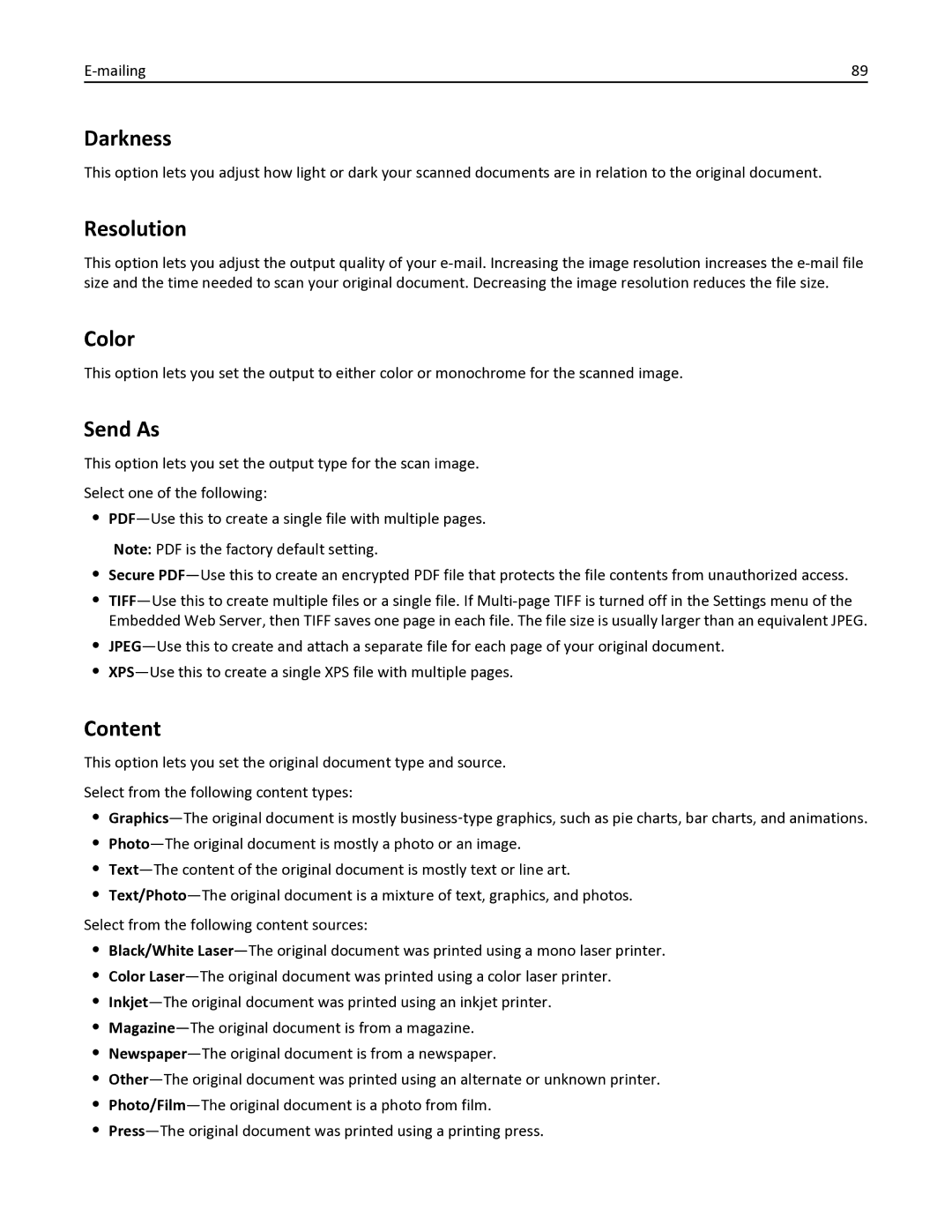 Lexmark 436 manual Resolution, Send As 