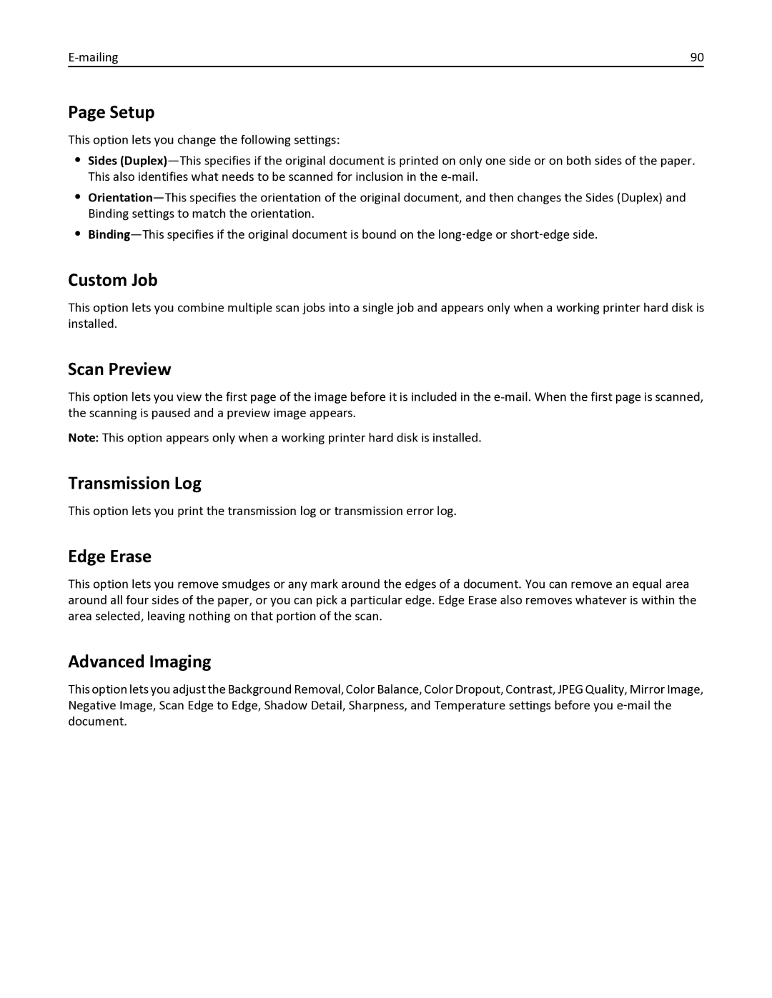 Lexmark 436 manual Setup, Scan Preview, Transmission Log 