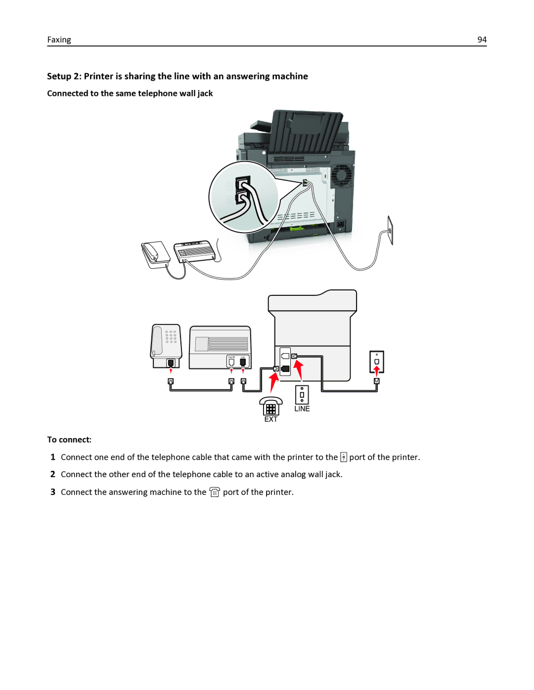 Lexmark 436 manual Connected to the same telephone wall jack 