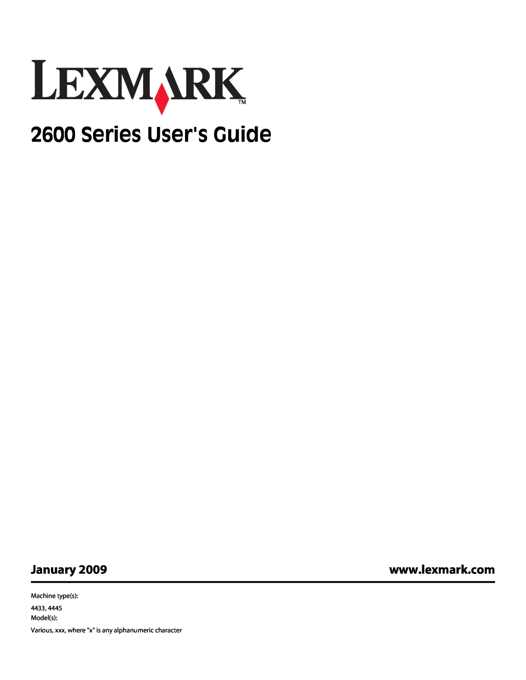 Lexmark manual Series Users Guide, January, 4433, 4445 Models 