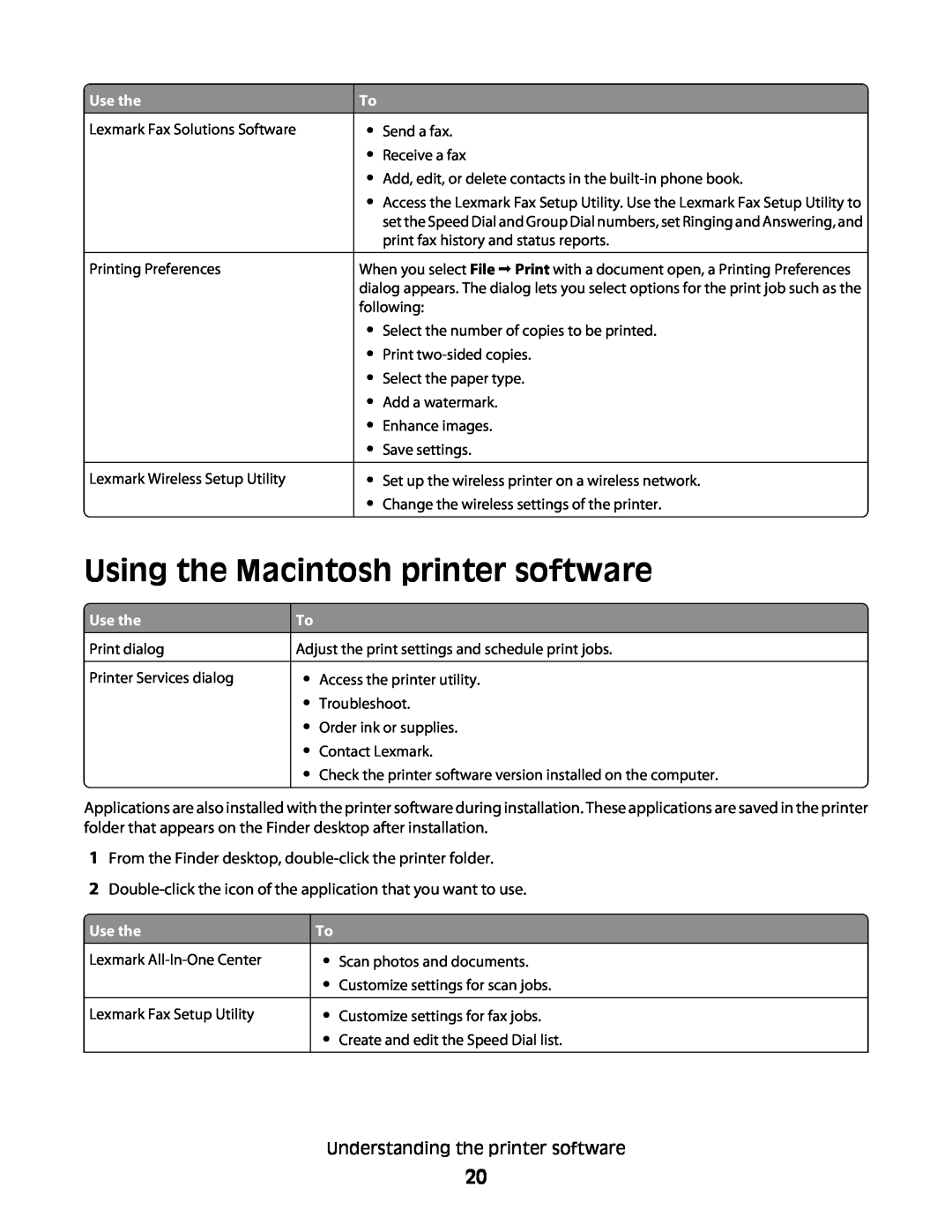 Lexmark 4433, 4445 manual Using the Macintosh printer software, Use the 