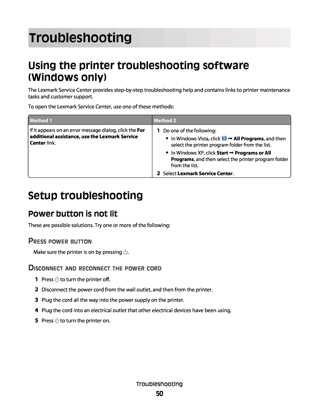 Lexmark 4433, 4445 manual Troubleshooting, Using the printer troubleshooting software Windows only, Setup troubleshooting 