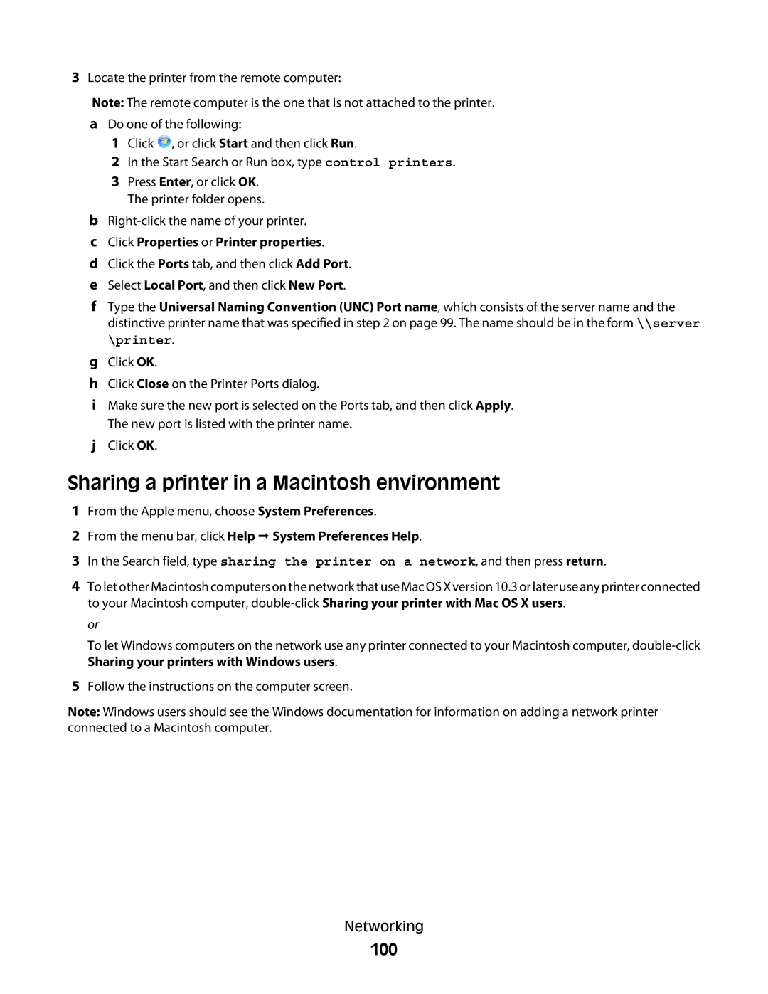 Lexmark 4443, 90T6005, 2WE, 2W2 Sharing a printer in a Macintosh environment, 100, Click Properties or Printer properties 