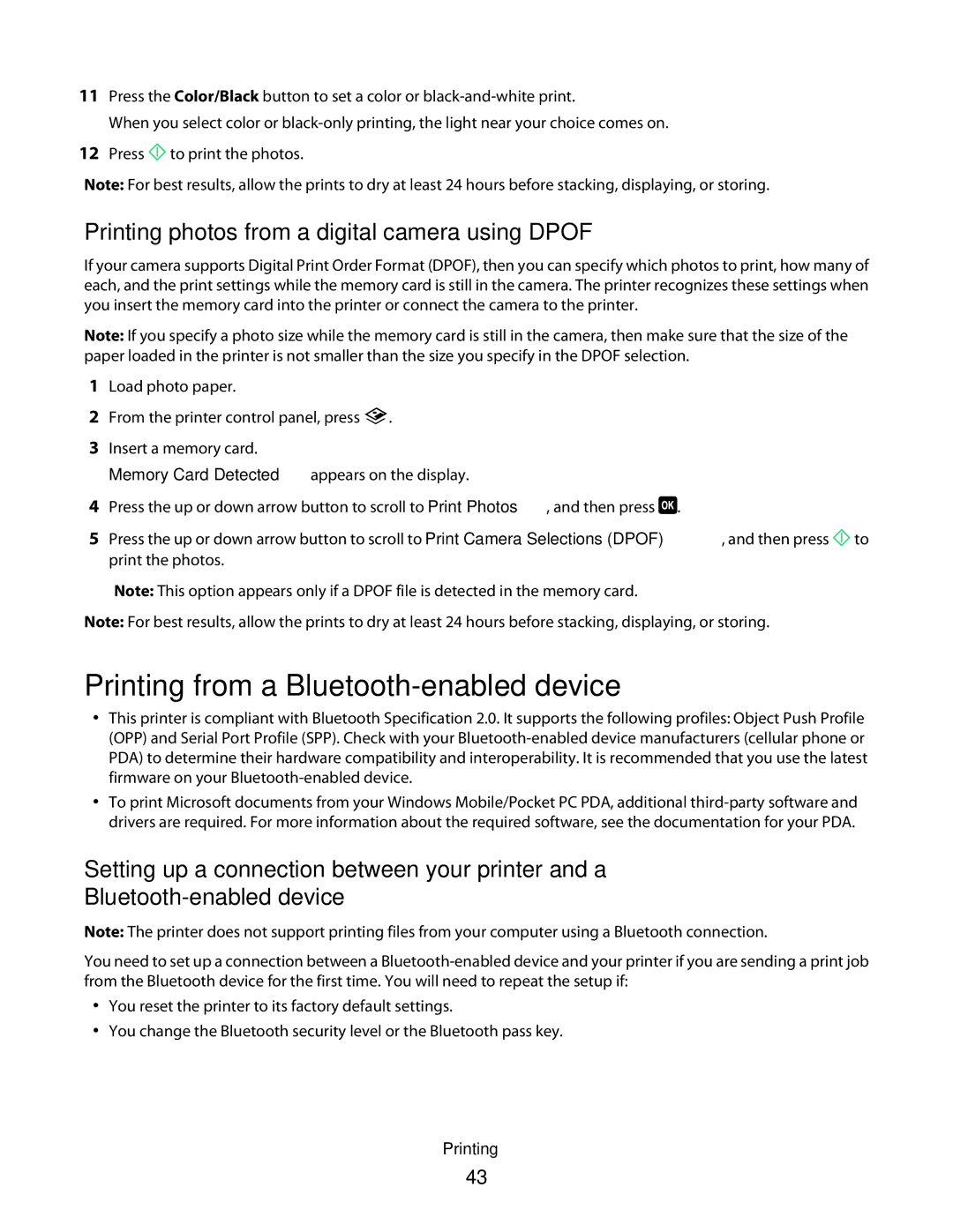 Lexmark 2W2, 4443, 90T6005, 2WE, Pro200 manual Printing photos from a digital camera using Dpof 