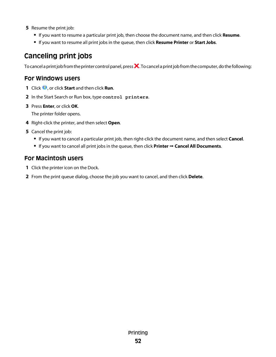 Lexmark 2WE, 4443, 90T6005, 2W2, Pro200 manual Canceling print jobs 