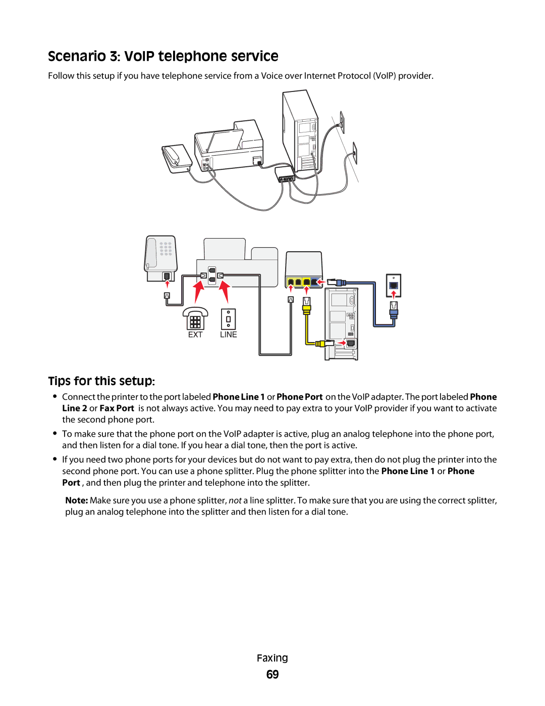 Lexmark Pro200, 4443, 90T6005, 2WE, 2W2 manual Scenario 3 VoIP telephone service, Tips for this setup 