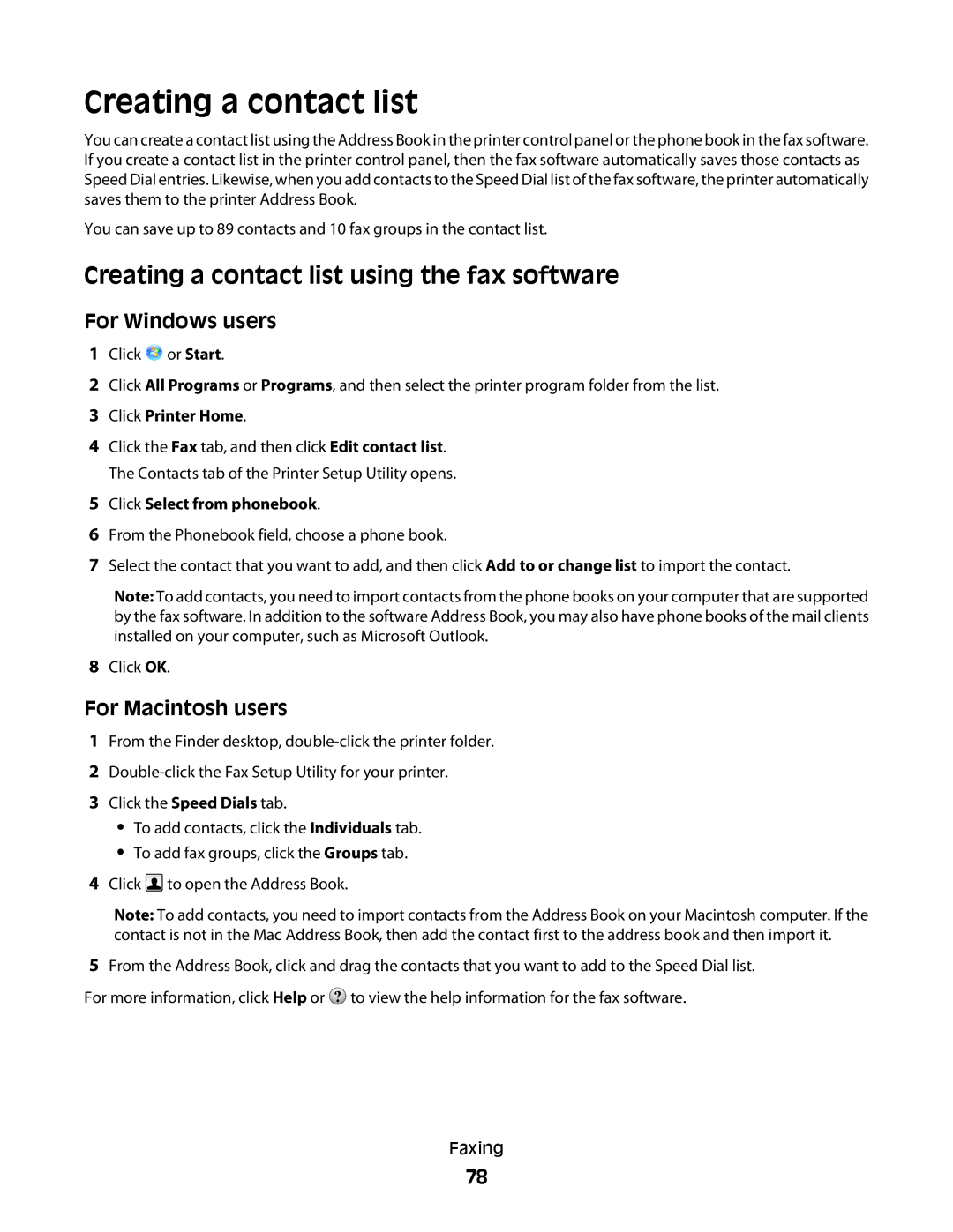 Lexmark 2W2, 4443, 90T6005, 2WE, Pro200 manual Creating a contact list using the fax software, Click Select from phonebook 