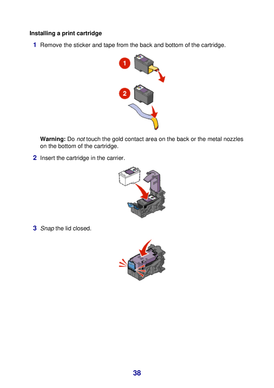 Lexmark 450 manual Installing a print cartridge 