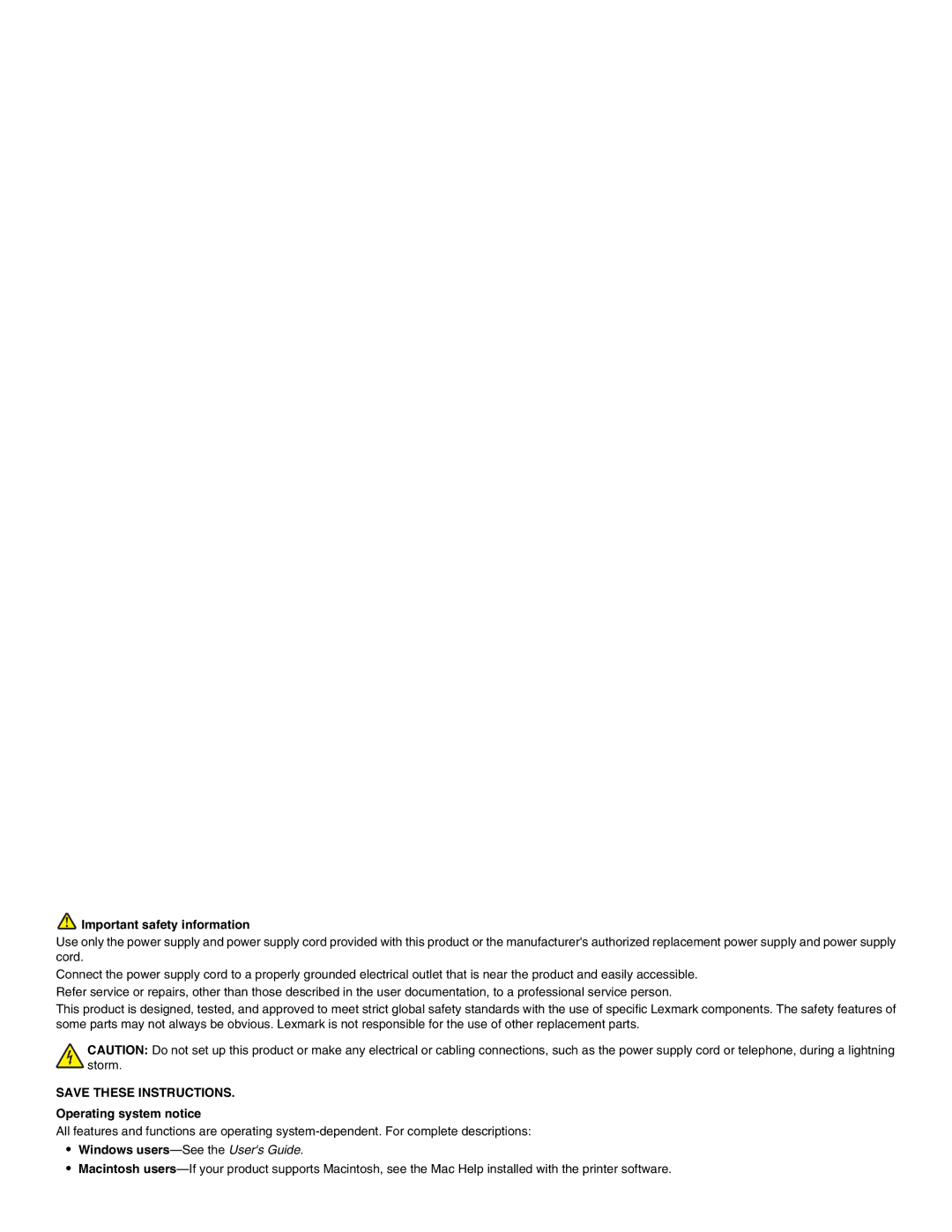 Lexmark 4500, 3500 manual Operating system notice 