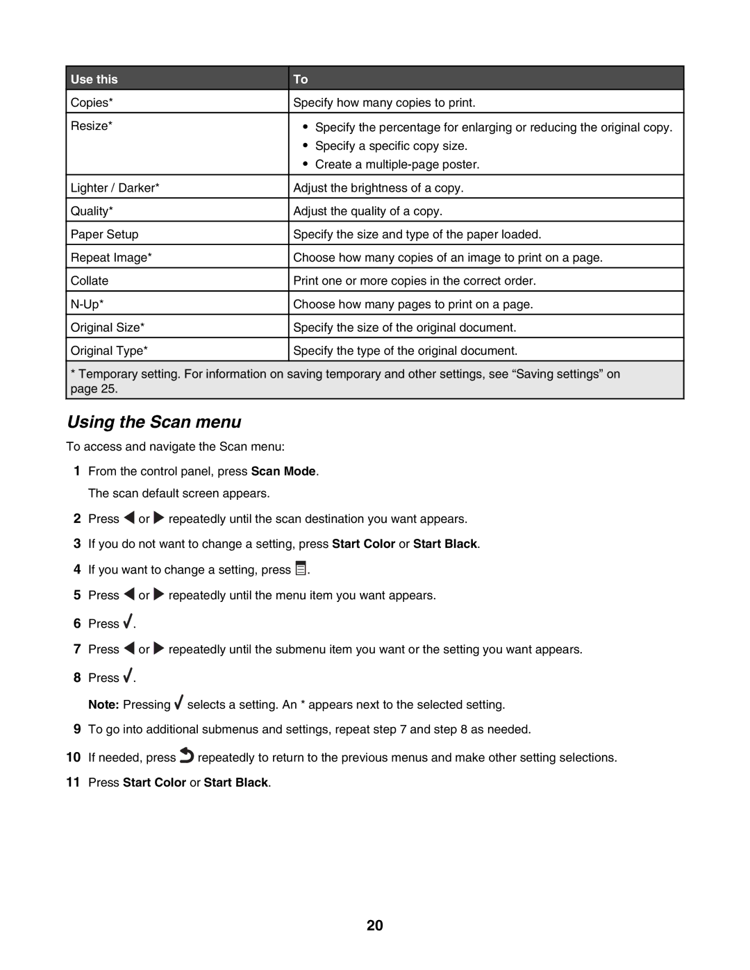 Lexmark 4500, 3500 manual Using the Scan menu, Use this 