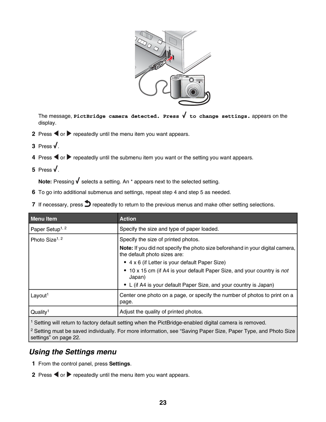 Lexmark 3500, 4500 manual Using the Settings menu 