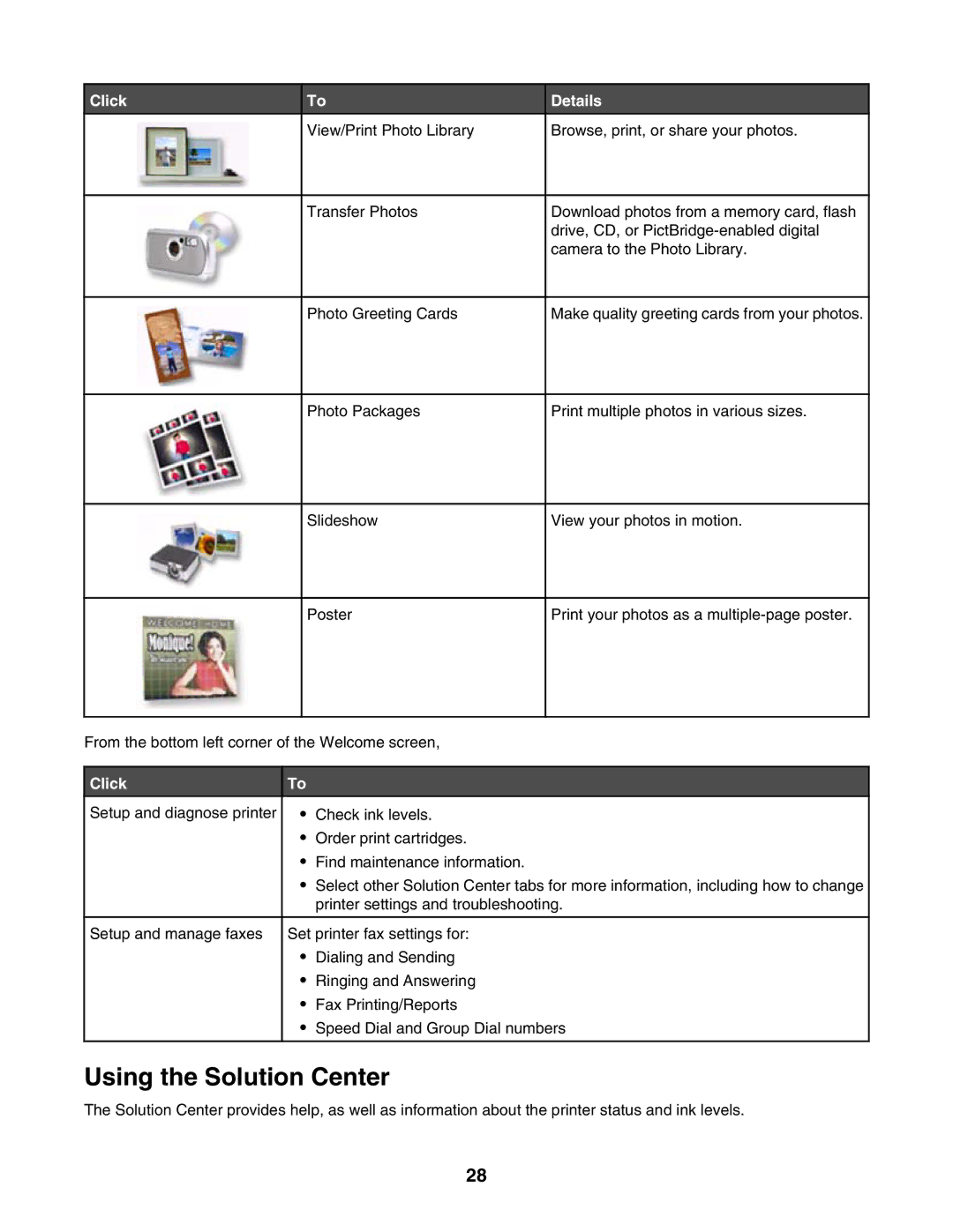 Lexmark 4500, 3500 manual Using the Solution Center, Click 