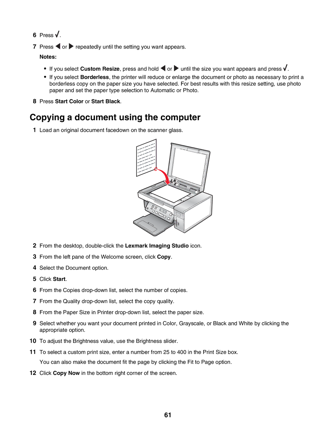 Lexmark 3500, 4500 manual Copying a document using the computer 