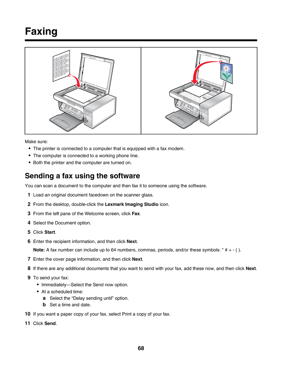 Lexmark 4500, 3500 manual Faxing, Sending a fax using the software 