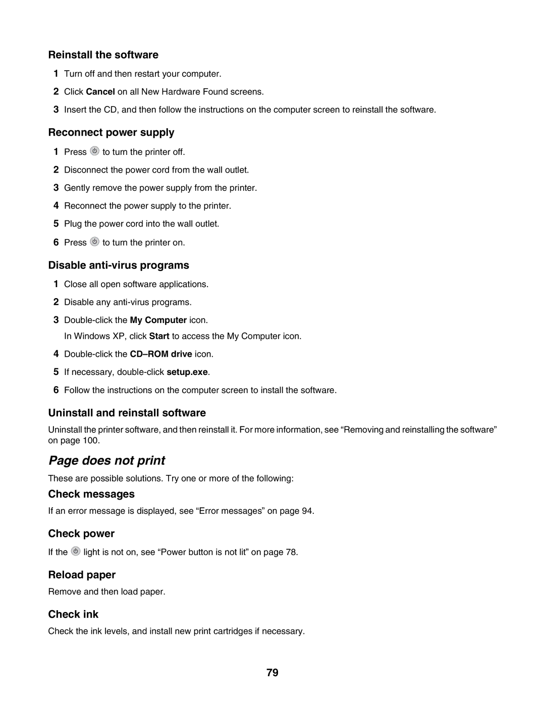 Lexmark 3500, 4500 manual Does not print 