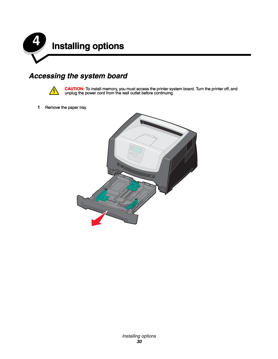 Lexmark 450dn manual Installing options, Accessing the system board 
