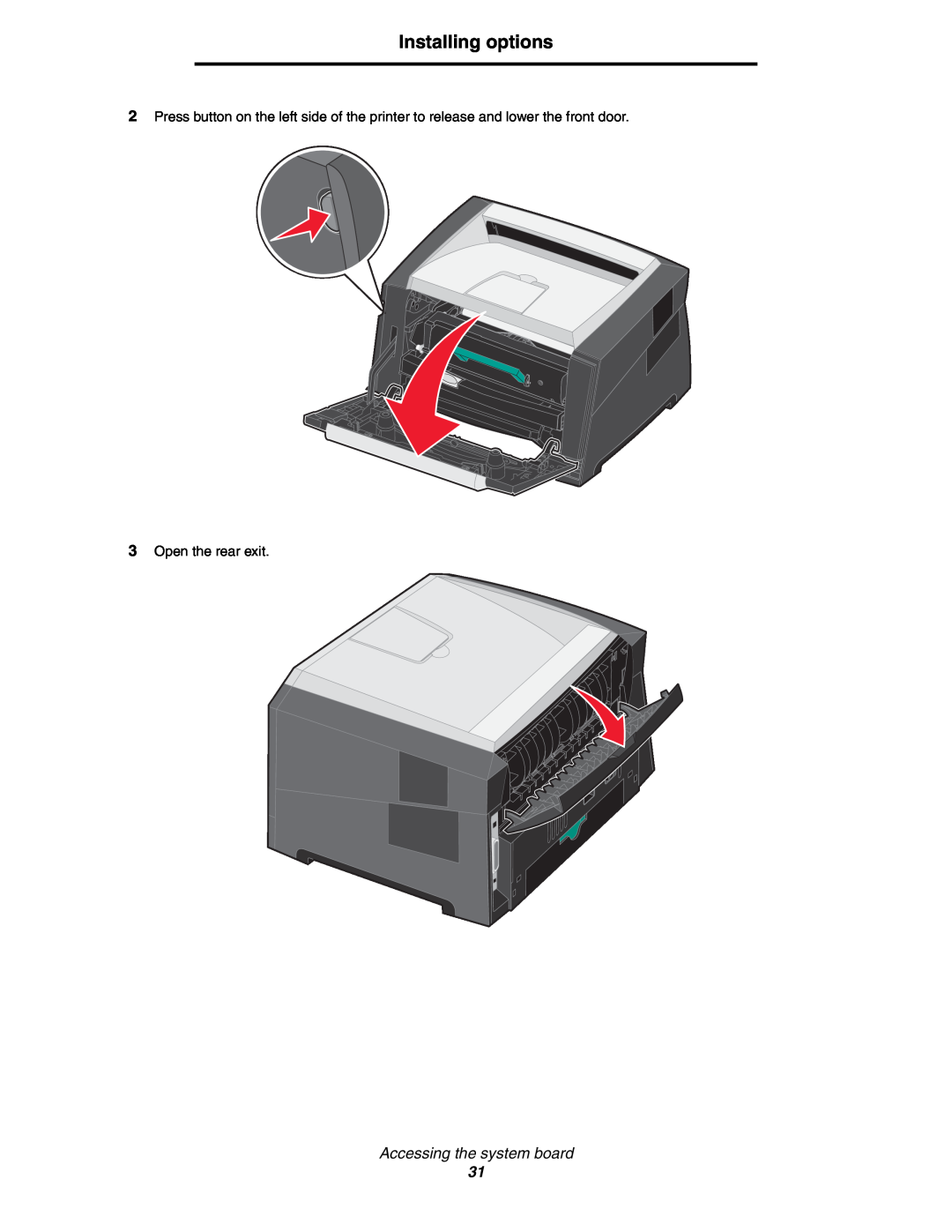 Lexmark 450dn manual Installing options, Accessing the system board 