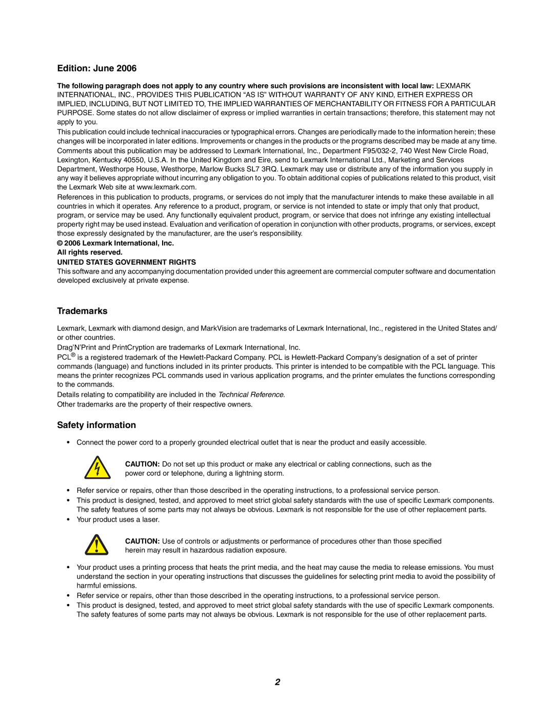 Lexmark 450dn manual Edition June 