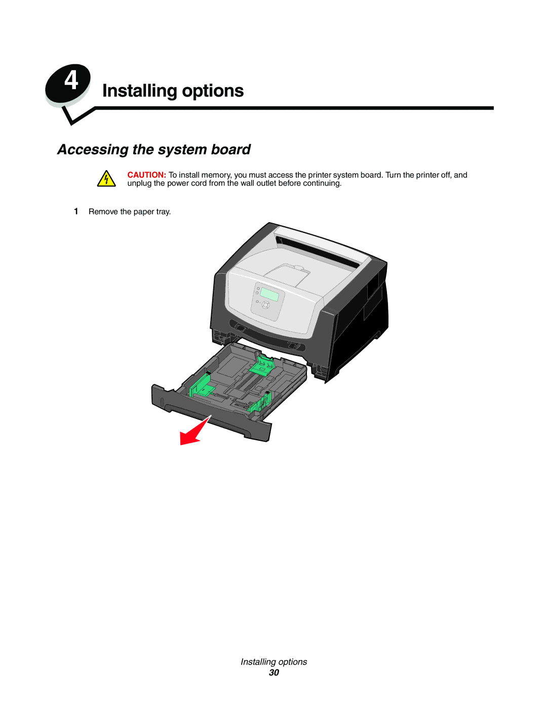 Lexmark 450dn manual Installing options, Accessing the system board 