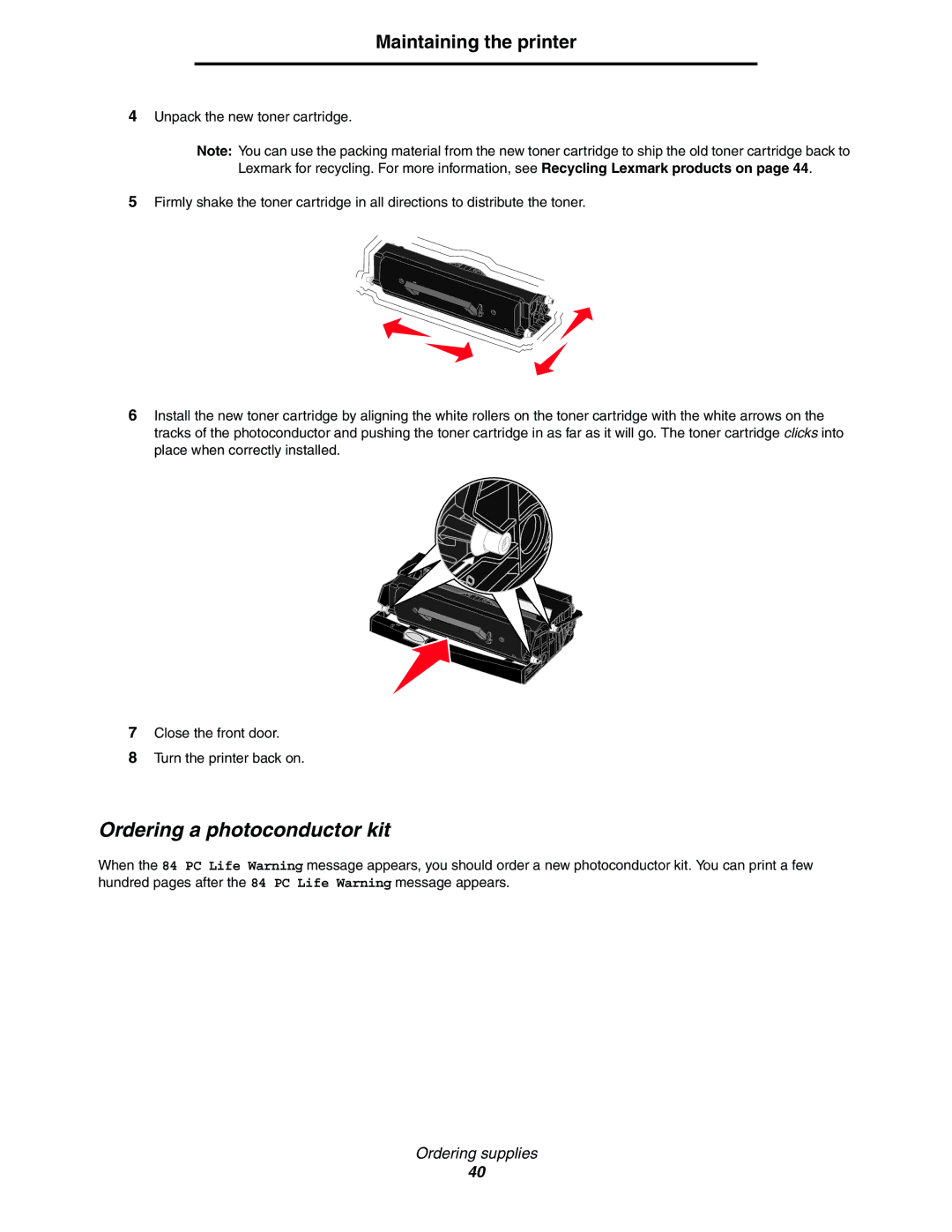 Lexmark 450dn manual Ordering a photoconductor kit 