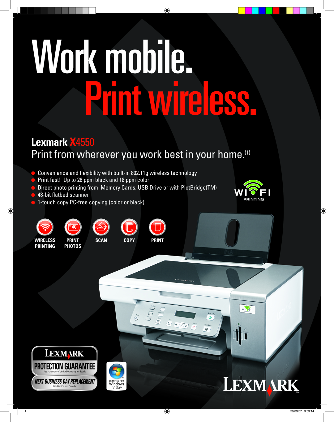 Lexmark 4550 warranty Work mobile. Print wireless, Print from wherever you work best in your home.1, Lexmark 