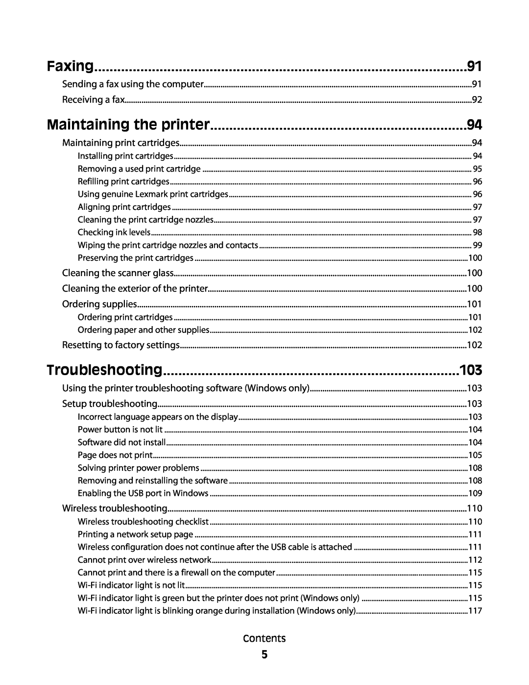 Lexmark 3600, 4600 manual Maintaining the printer, Troubleshooting, Faxing 