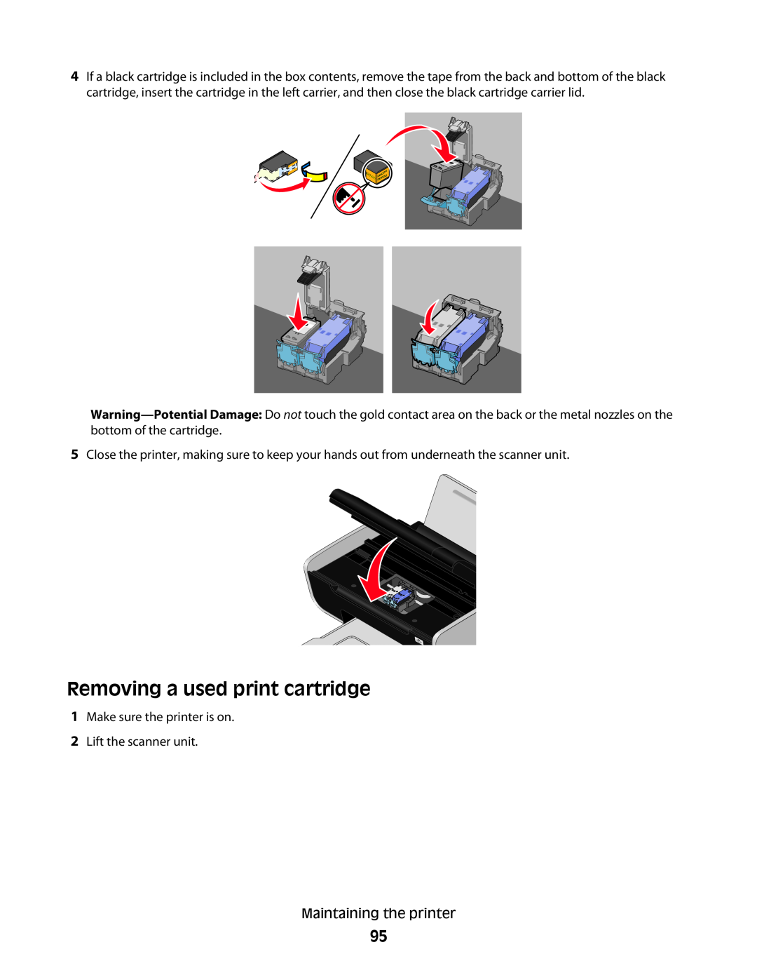 Lexmark 3600, 4600 manual Removing a used print cartridge 