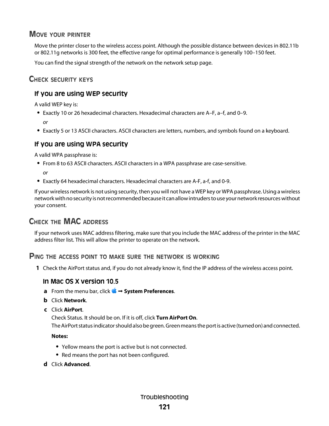 Lexmark 3600, 4600 manual 121, Mac OS X version, Check the MAC Address 