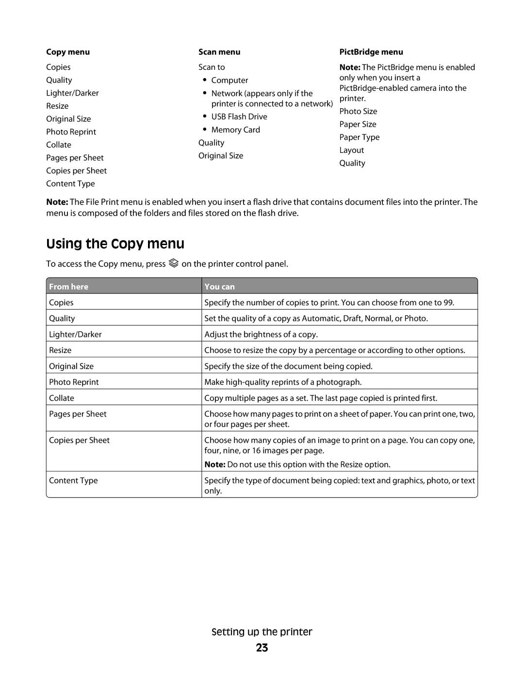 Lexmark 3600, 4600 manual Using the Copy menu 