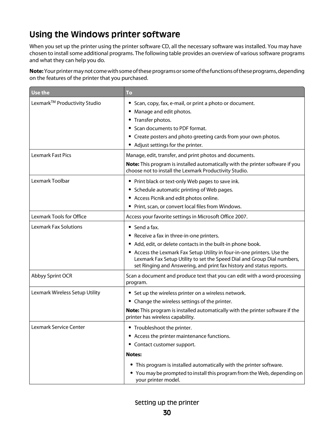 Lexmark 4600, 3600 manual Using the Windows printer software 