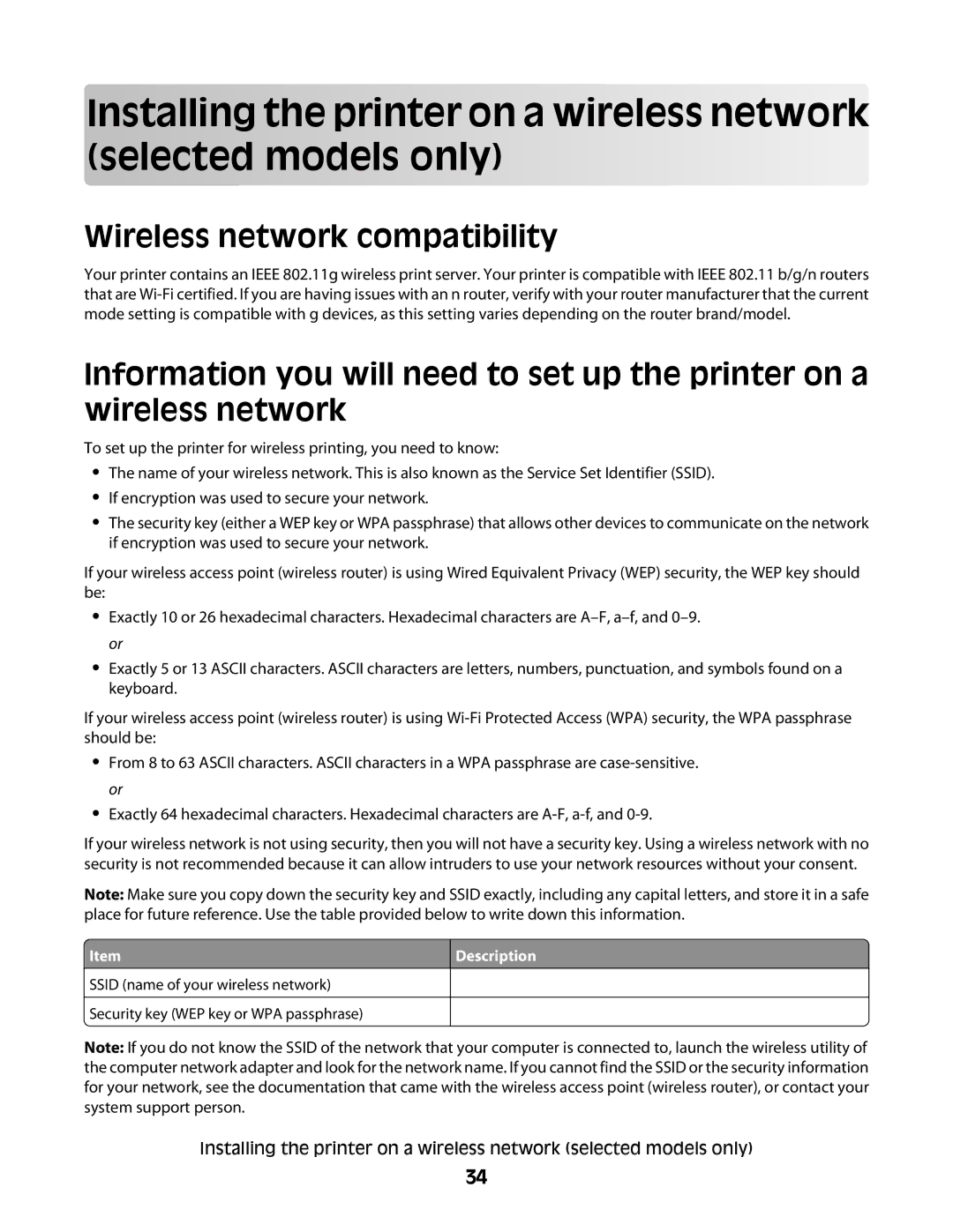 Lexmark 4600, 3600 manual Wireless network compatibility 