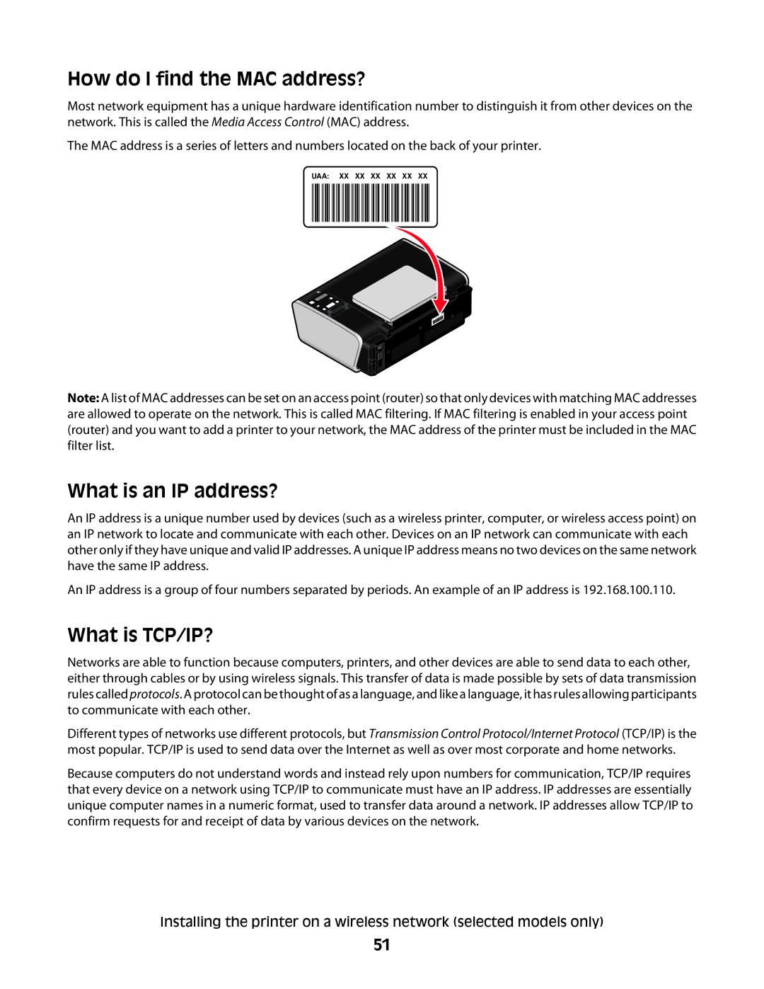 Lexmark 3600, 4600 manual How do I find the MAC address?, What is an IP address?, What is TCP/IP? 