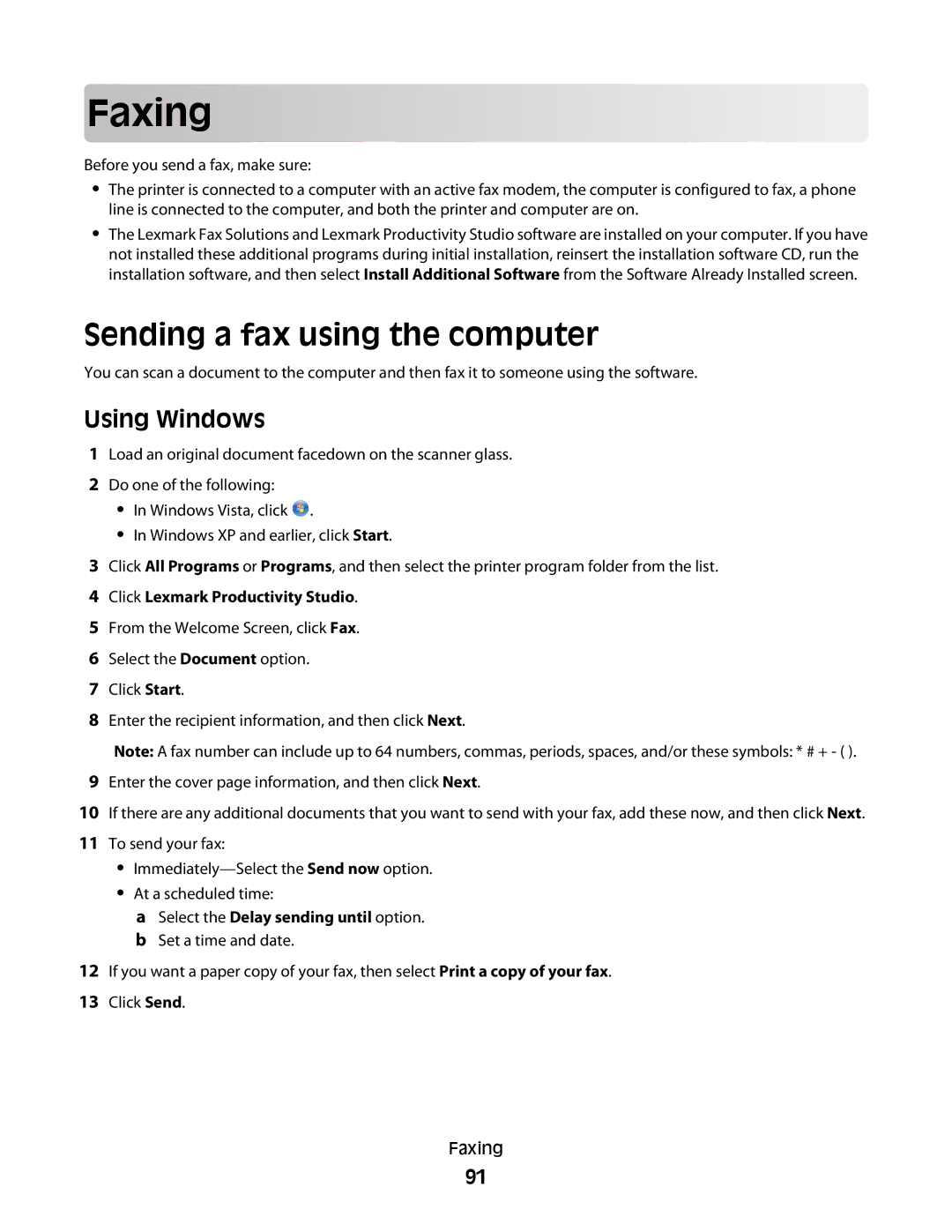 Lexmark 3600, 4600 manual Faxing, Sending a fax using the computer 