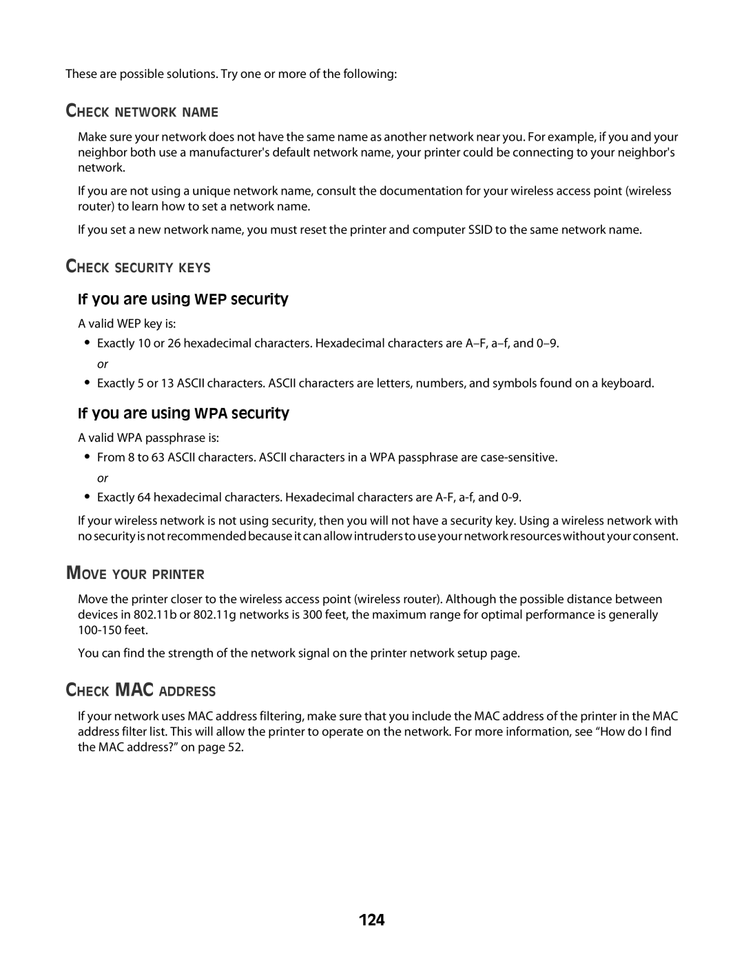 Lexmark 4600 Series manual 124, Check Network Name 