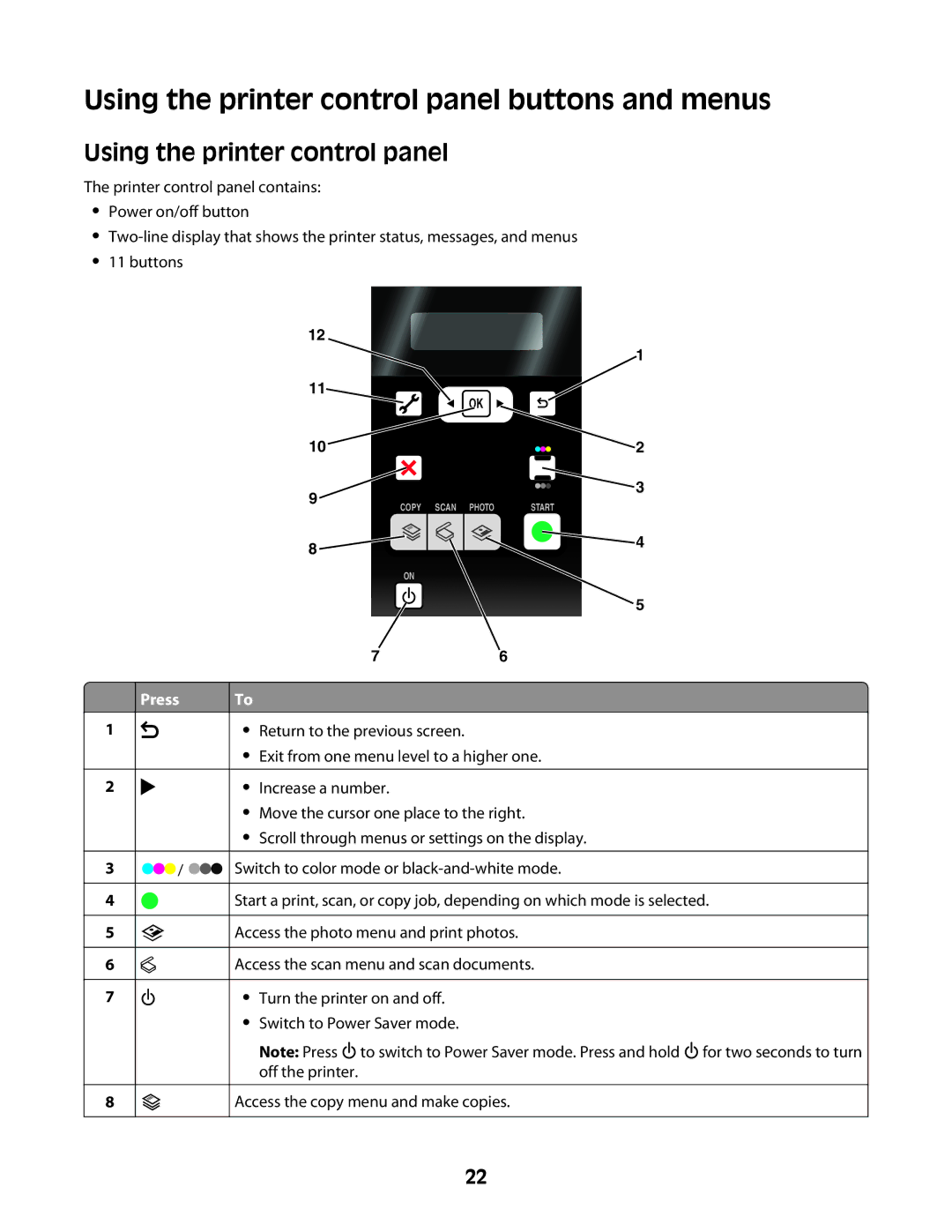 Lexmark 4600 Series manual Using the printer control panel buttons and menus 