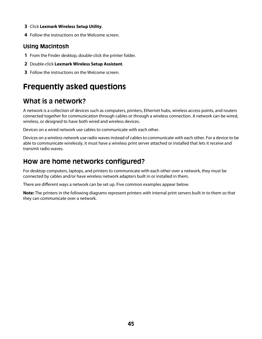 Lexmark 4600 Series manual Frequently asked questions, What is a network?, How are home networks configured? 