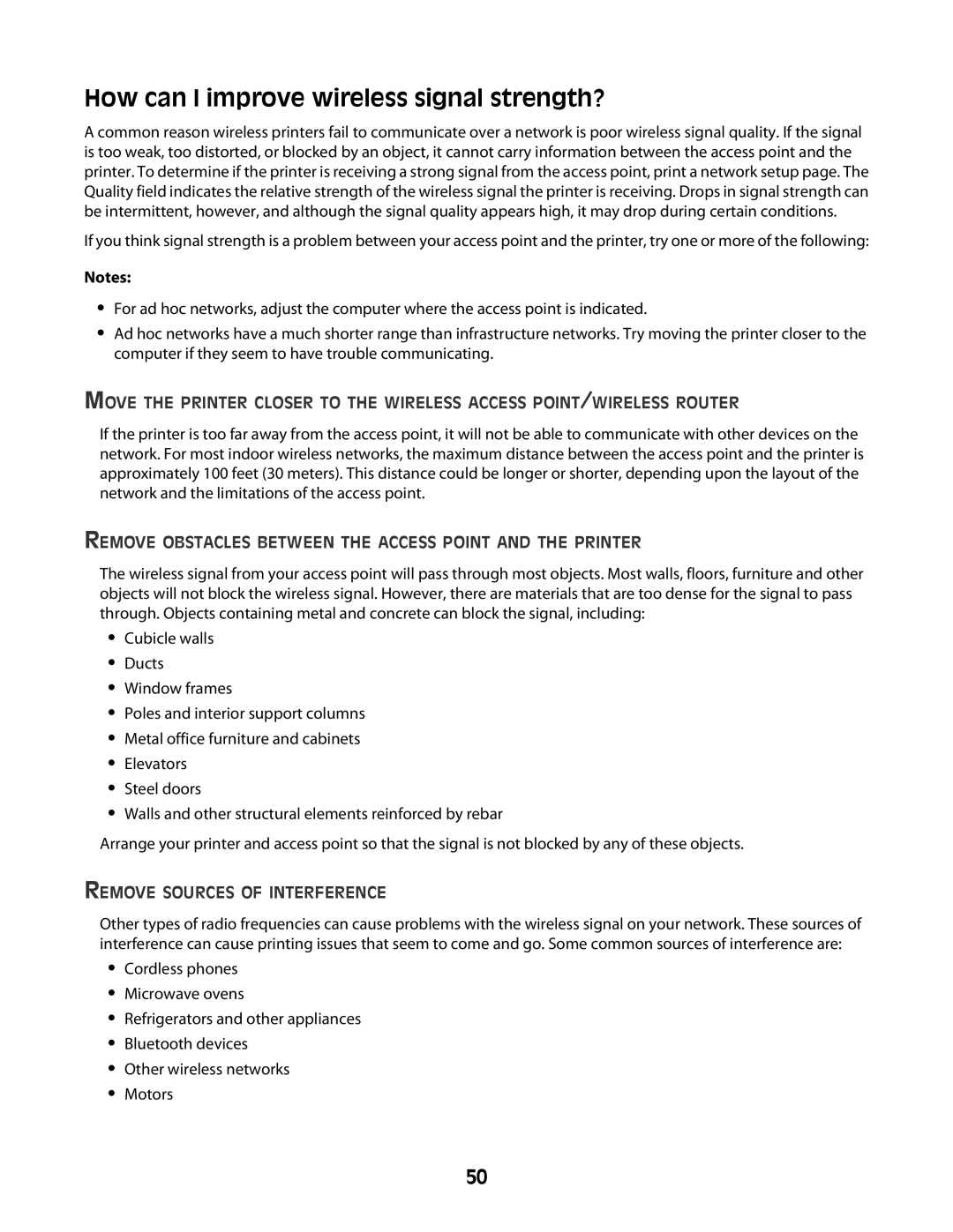 Lexmark 4600 Series How can I improve wireless signal strength?, Remove Obstacles Between the Access Point and the Printer 