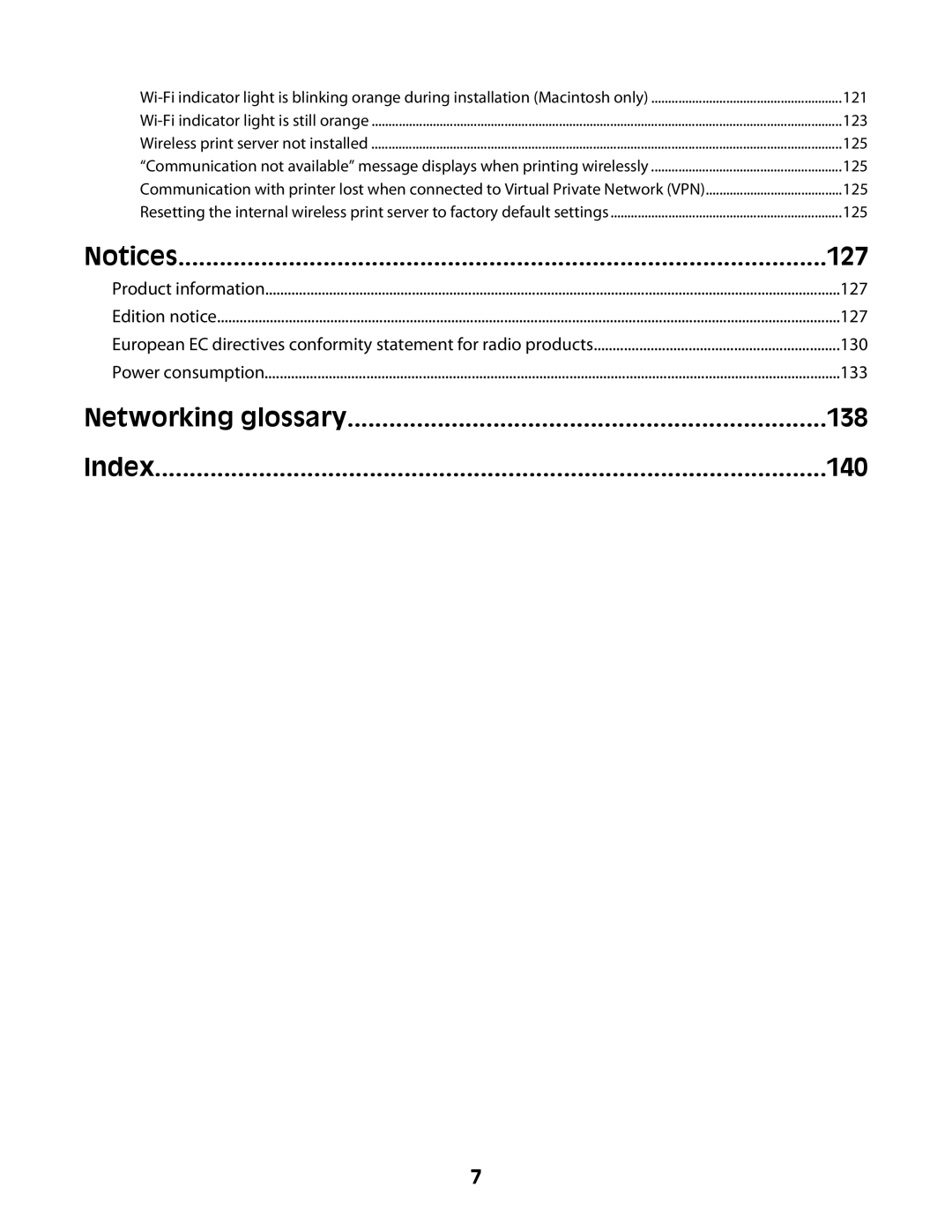 Lexmark 4600 Series manual 127, 138, 140 